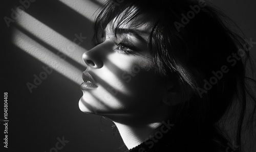 Elegant Female Portrait Black and White Outline Art, Modern women Wallpaper Background Design