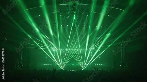 Background image with green stage lights and beams