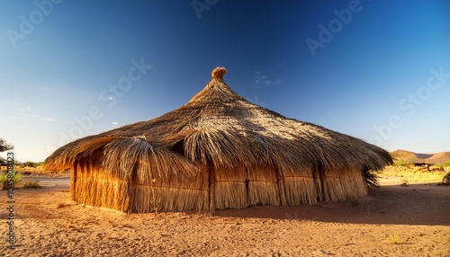 reet zum dachdecken vor einer hutte bei divundu namibia photo