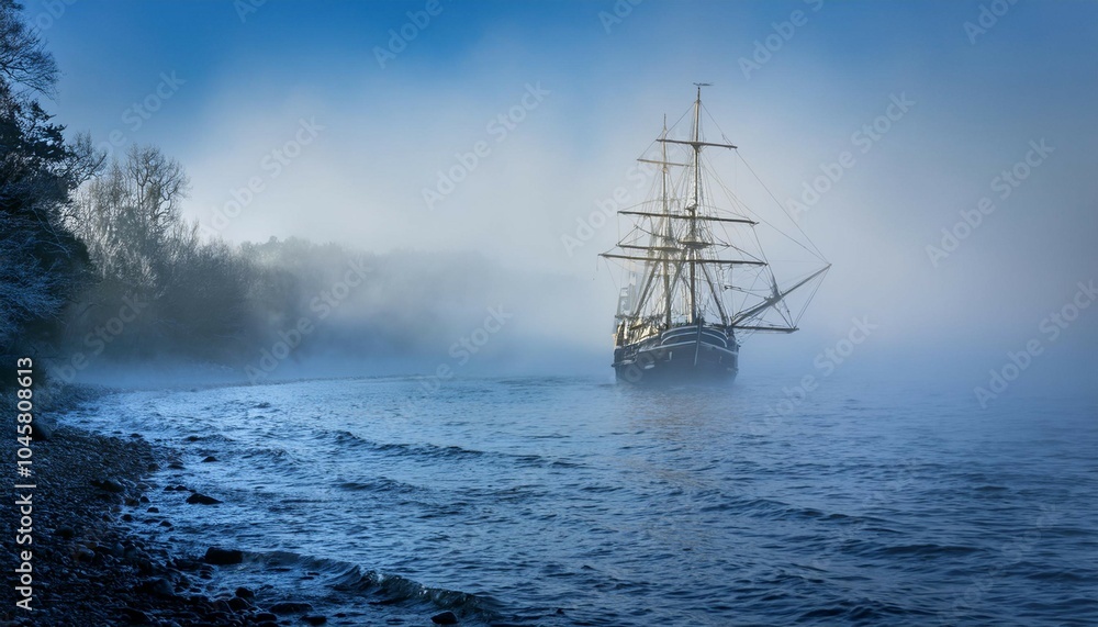 Fototapeta premium ship in the fog