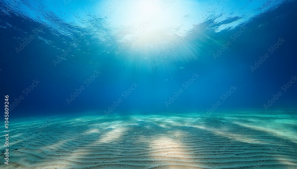 undersea in light blue sea with sand water with abstract sunshine undersea in light blue sea with sand water with abstract sunshine