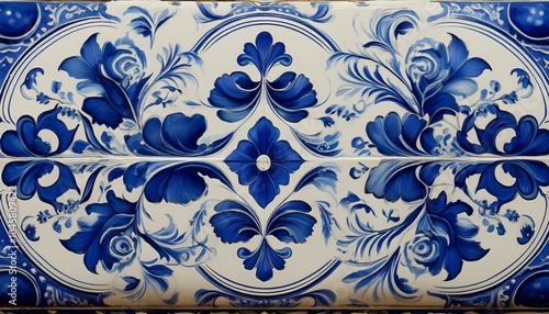 vintage blue and white enamelware surface generative ai