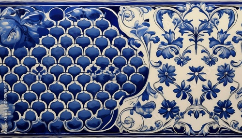 vintage blue and white enamelware surface generative ai