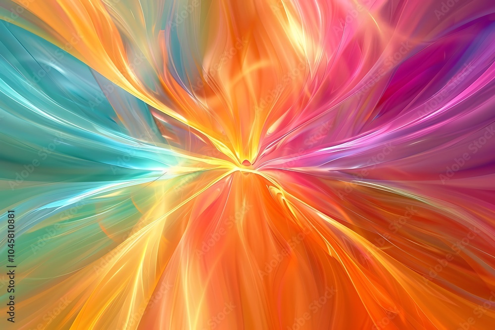 Abstract background with a fractal flower in red, orange and blue Abstract background with a fractal flower in red, orange and blue