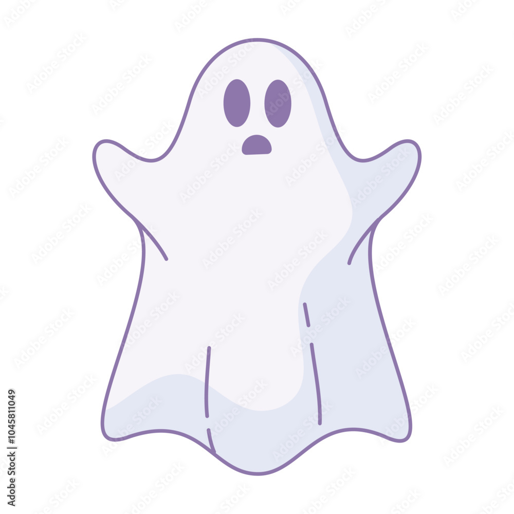 Cartoon ghost with surprised face raising arms in fear, Vector Cartoon ghost with surprised face raising arms in fear, Vector