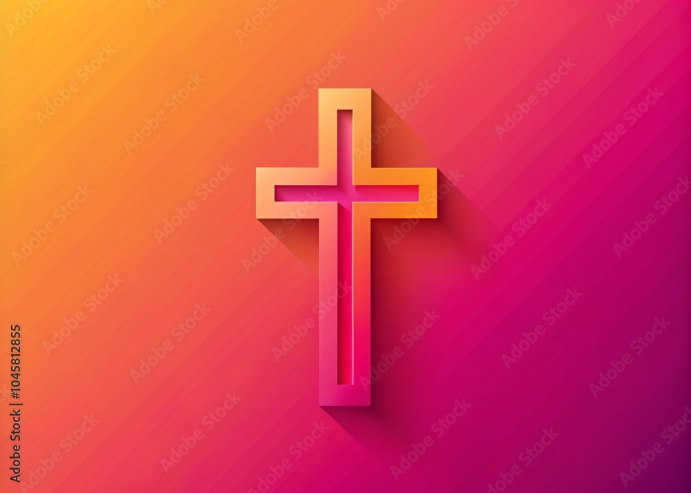 Modern Gradient Cross in Warm Pink and Orange Tones Symbolizing Faith and Warmth Modern Gradient Cross in Warm Pink and Orange Tones Symbolizing Faith and Warmth