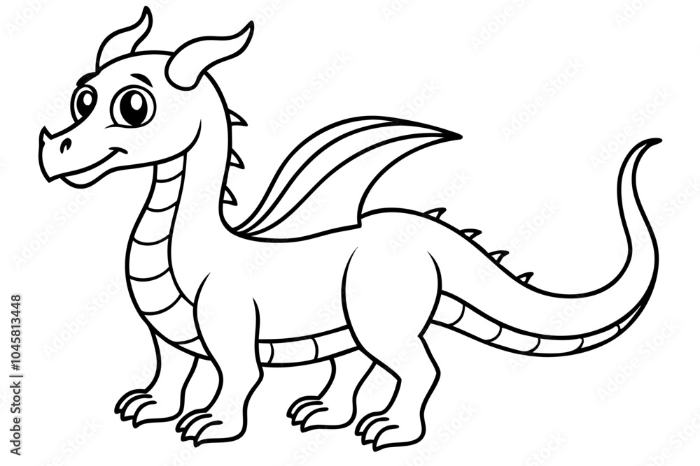 Dragon Cartoon Silhouettes Vector Illustrations on White Background Dragon Cartoon Silhouettes Vector Illustrations on White Background