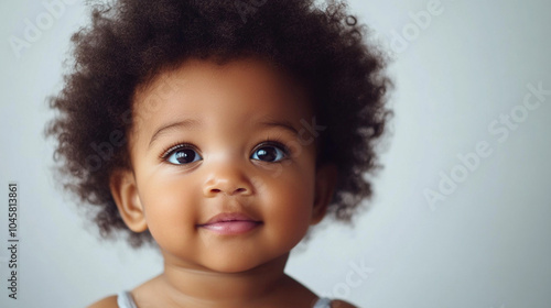 Close up cute afro baby portrait isolated