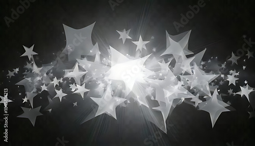 abstract white stars overlap clean transparent background ethereal glowing effect photo