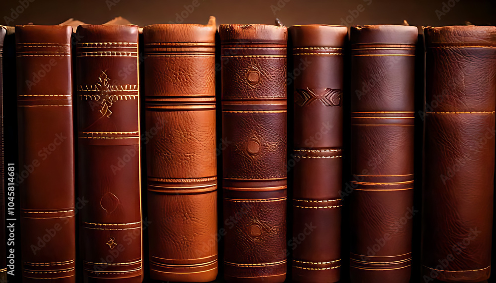 Naklejka premium brown leather wraps old hardcover paper book spines textured edges