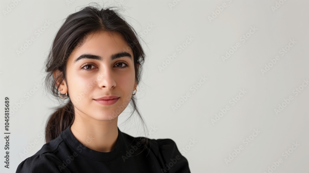 Confident young woman with neutral background - portrait photography for professional use Confident young woman with neutral background - portrait photography for professional use