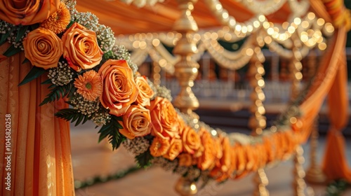 Vibrant Indian Celebration Décor with Flowers and Drapery