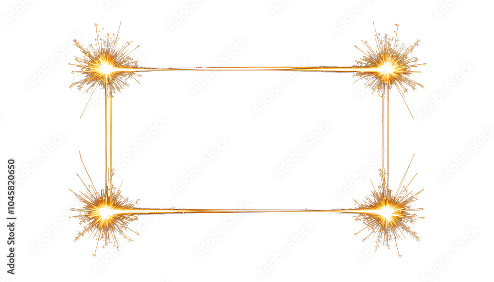 Obraz premium Transparent rectangular frame Golden Borders PNG