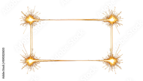Transparent rectangular frame Golden Borders PNG