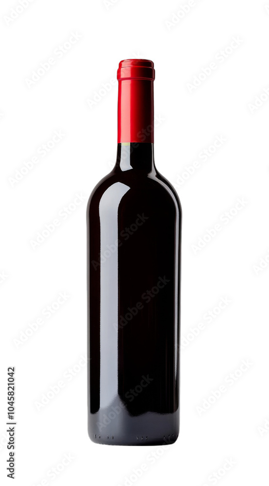 Red Wine Bottle with a Red Cap - A Classic Image Red Wine Bottle with a Red Cap - A Classic Image