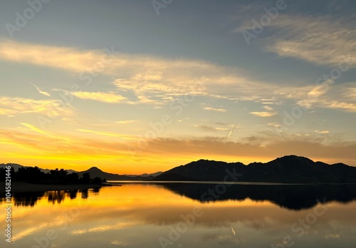 Sunrise sky reflecting on the lake