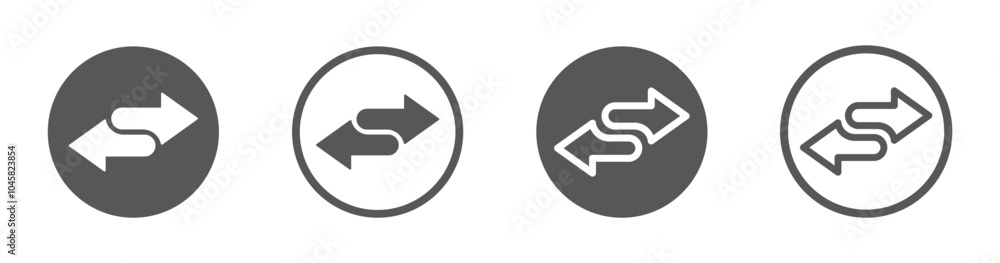 Double arrow icons in four direction. Transfer icon. Exchange arrow icon Double arrow icons in four direction. Transfer icon. Exchange arrow icon