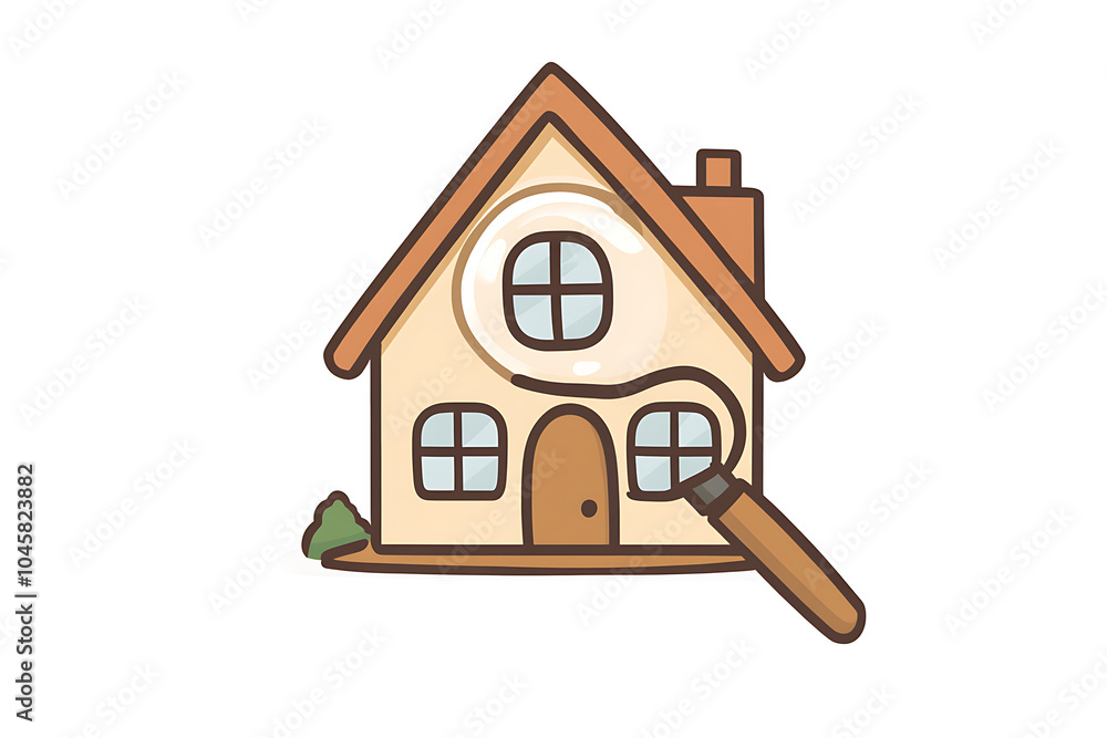 house in smartphone with magnifying glass house in smartphone with magnifying glass