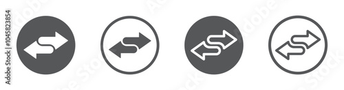  Double arrow icons in four direction. Transfer icon. Exchange arrow icon