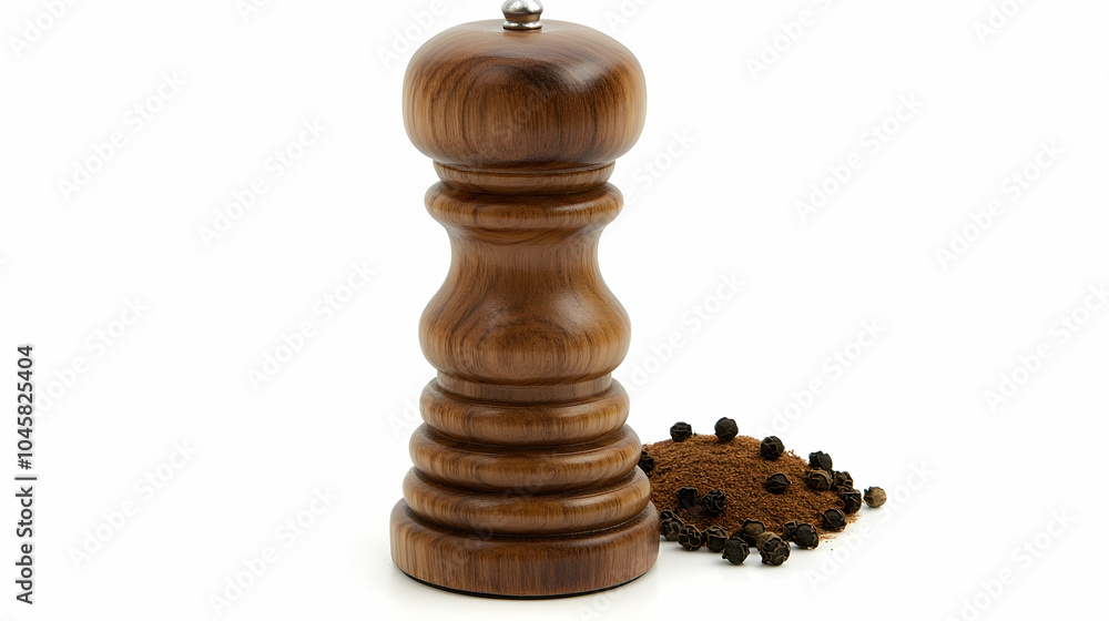 Pepper Mill: Classic wooden pepper mill, ideal for freshly ground spices. Pepper Mill: Classic wooden pepper mill, ideal for freshly ground spices.