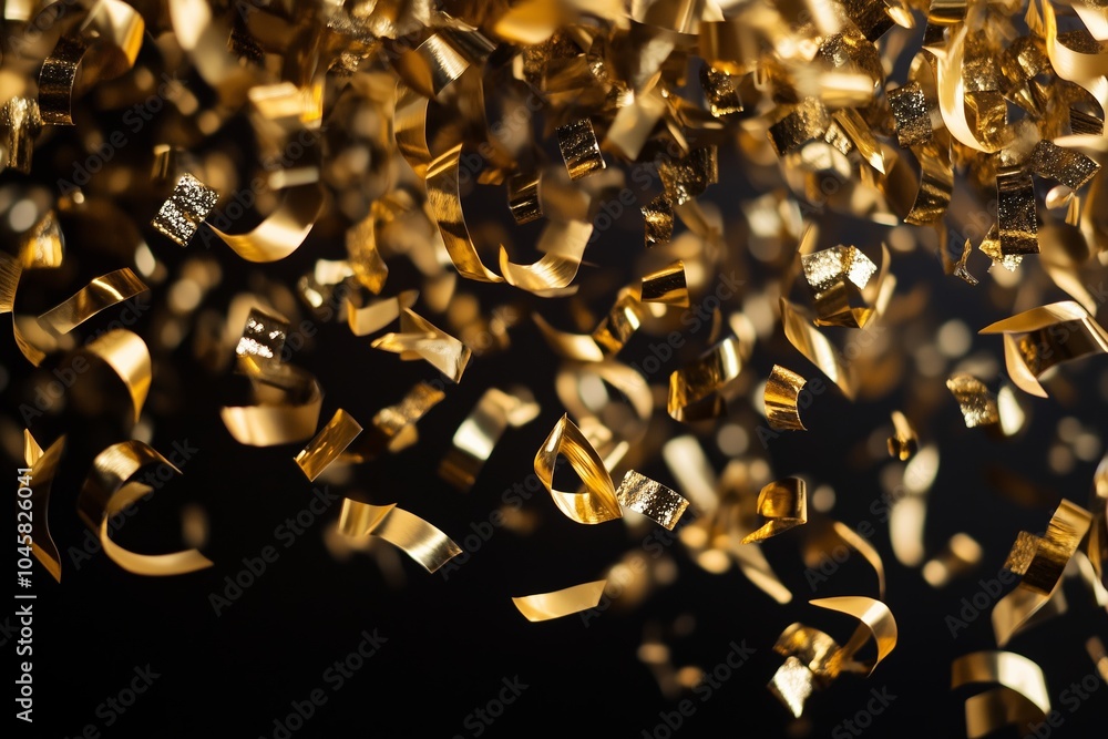 gold ribbin confetti background gold ribbin confetti background