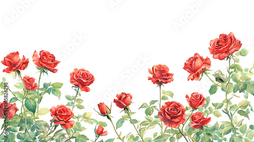 Vibrant red roses in a delicate watercolor arrangement