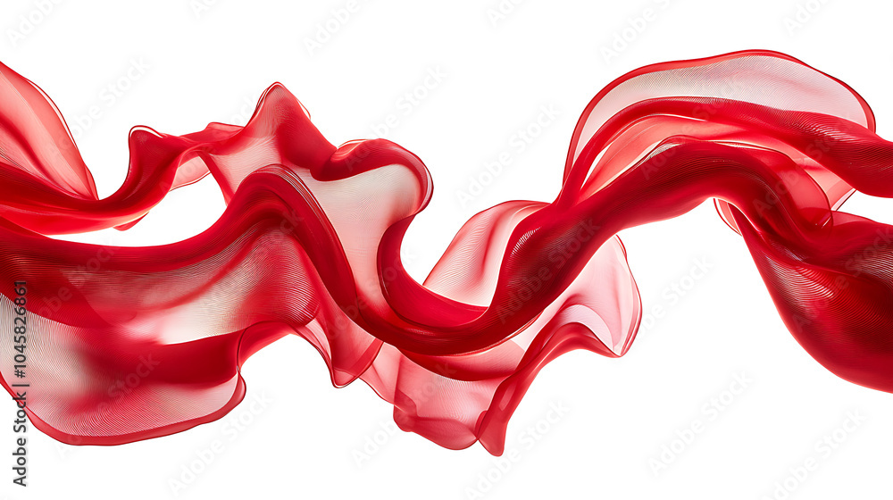 Flowing red fabric creating dynamic waves and textures Flowing red fabric creating dynamic waves and textures