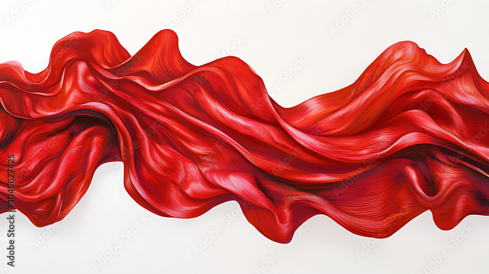 Flowing red abstract sculpture with dynamic wave patterns Flowing red abstract sculpture with dynamic wave patterns