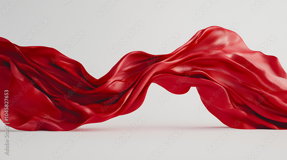 Flowing red fabric creating dynamic wave patterns Flowing red fabric creating dynamic wave patterns