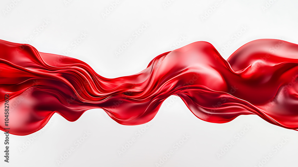 Flowing red silk fabric creating dynamic waves Flowing red silk fabric creating dynamic waves