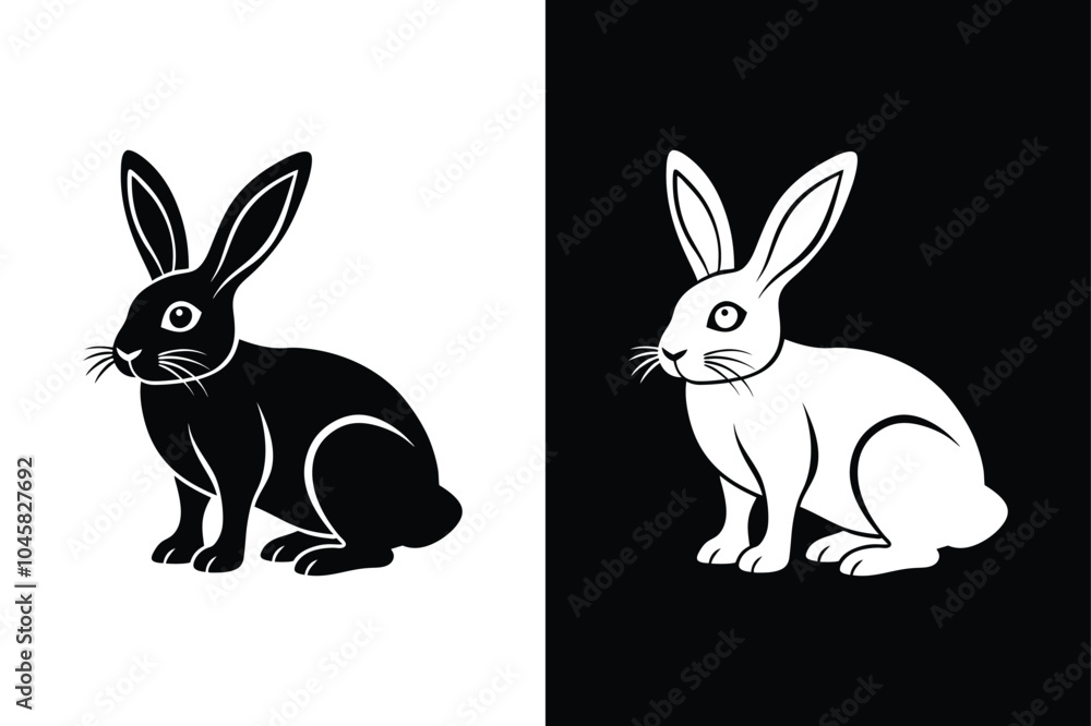 Obraz premium Black side silhouette of a rabbit vector icon isolated on white background.