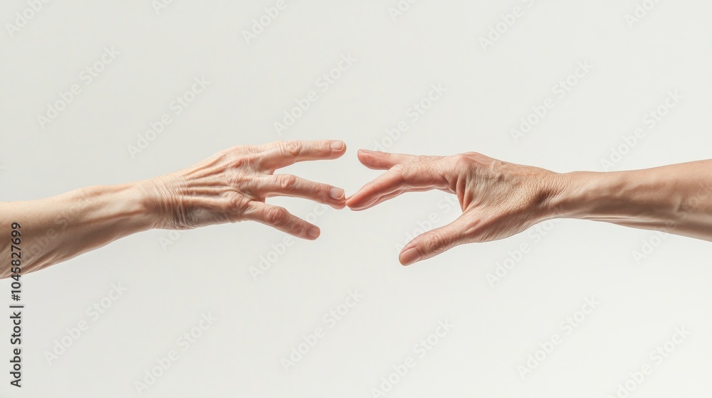 Two hands reaching towards each other Two hands reaching towards each other
