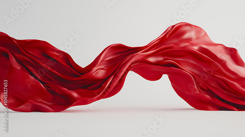 Flowing red fabric creating dynamic wave patterns