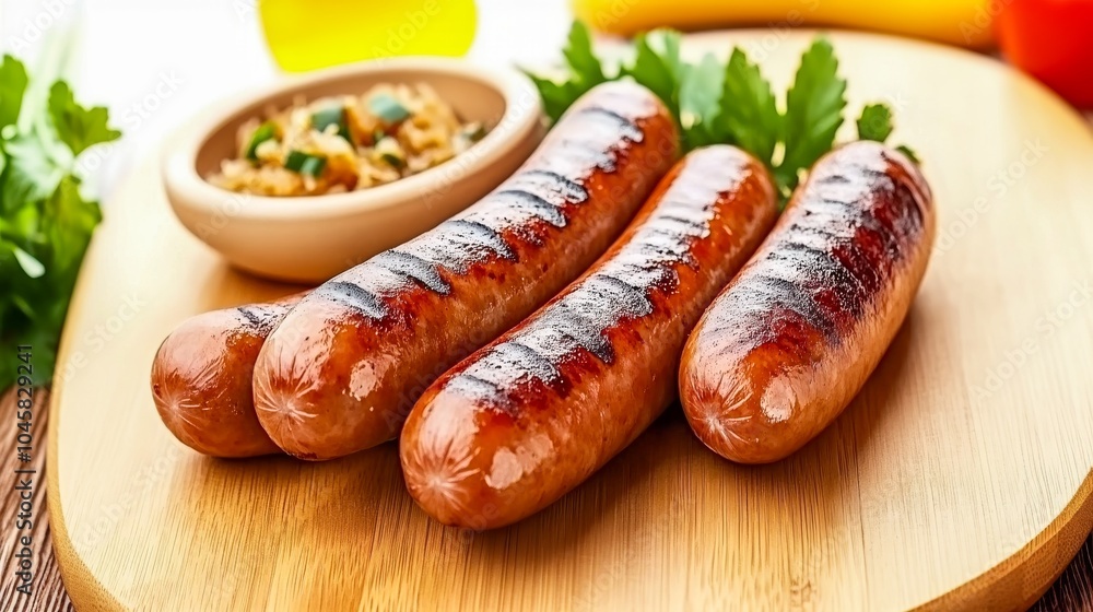 Salchichas doradas a la parrilla servidas con perejil fresco, mostrando un plato sencillo pero delicioso.
Salchichas doradas a la parrilla servidas con perejil fresco, mostrando un plato sencillo pero delicioso.