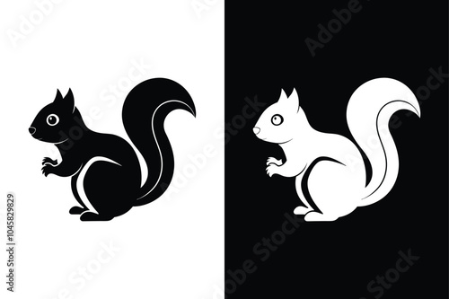 Squirrel logo vector icon illustration design, black vector squirrel icon on white background.	