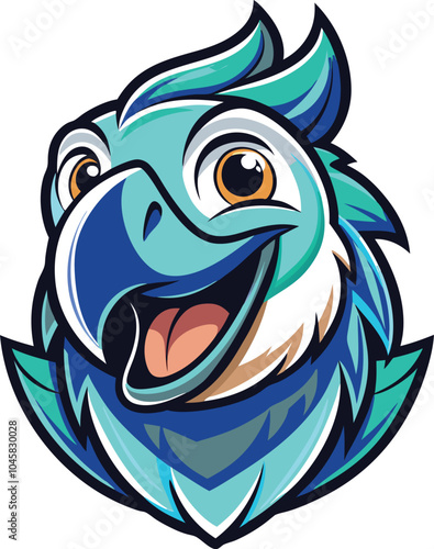 Smiling Blue Bird Cartoon Mascot Character Illustration