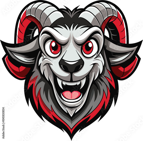 Ferocious Ram Mascot Design with Red Horns