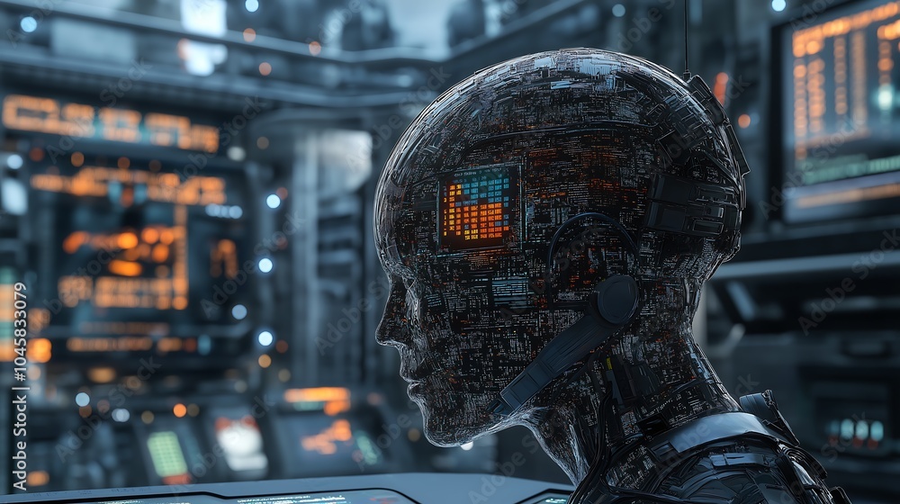 AI brain connected to real-time stock market data feeds. AI brain connected to real-time stock market data feeds.