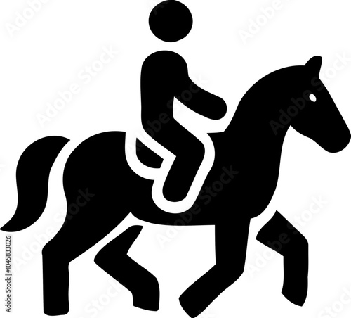 Silhouette of person riding a horse, equestrian and horseback riding icon, outdoor activity illustration
