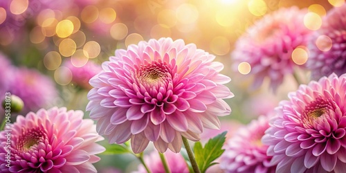Pink Chrysanthemum Flowers in Soft Bokeh Background for Floral Photography