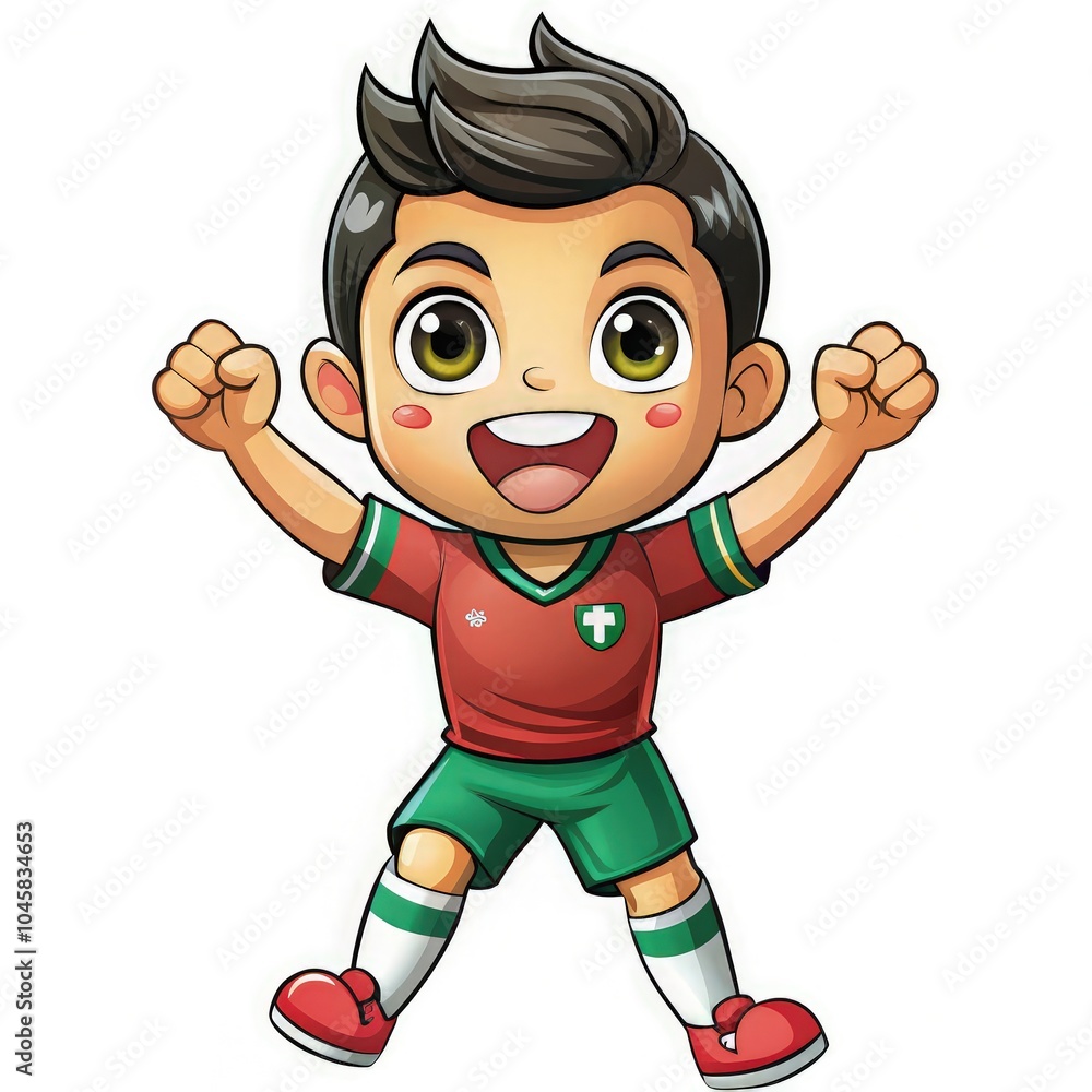 Chibi cartoon character celebrating a soccer goal in vibrant colors. Generative AI Chibi cartoon character celebrating a soccer goal in vibrant colors. Generative AI