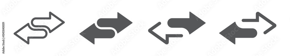 Double arrow icons in four direction concepts. Swap icon with two arrows signs. Double arrow in different directions Double arrow icons in four direction concepts. Swap icon with two arrows signs. Double arrow in different directions