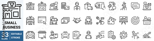 Small business line web icons. 