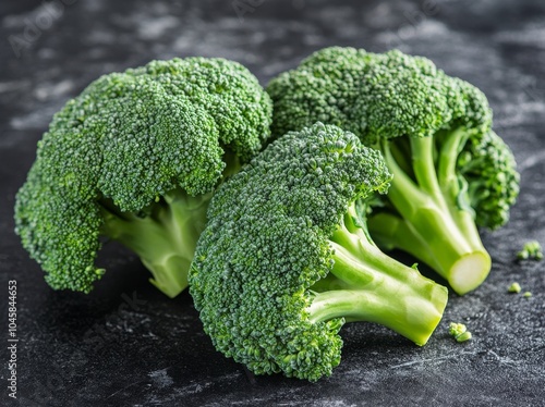 Wallpaper Mural Three fresh green broccoli florets on a dark background. Torontodigital.ca