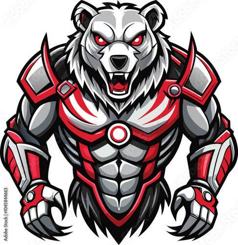 Ferocious White Bear in Red Armor