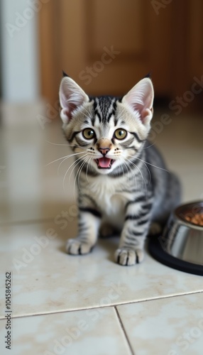 Wallpaper Mural Adorable striped kitten looking playfully at the camera, creating a warm and inviting atmosphere perfect for pet-related content, marketing, or home care. Torontodigital.ca