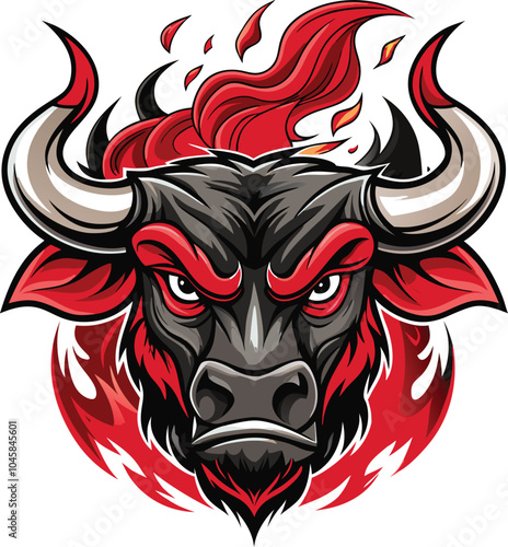 Wallpaper Mural Fiery Bull Head with Angry Gaze Torontodigital.ca