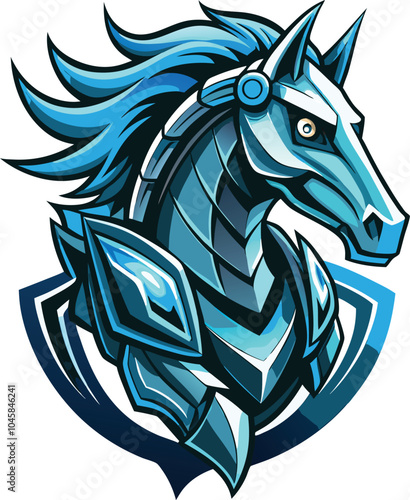 Cybernetic Horsehead Mascot Design Illustration