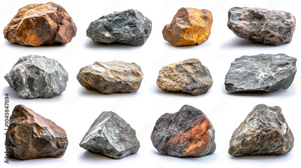 A collection of large, rough rocks, isolated on a white background. These images are perfect for design projects or mockups. A collection of large, rough rocks, isolated on a white background. These images are perfect for design projects or mockups.