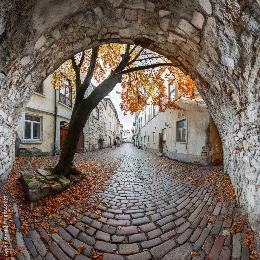 Fototapeta premium Tallinn's old town: architecture and empty streets.